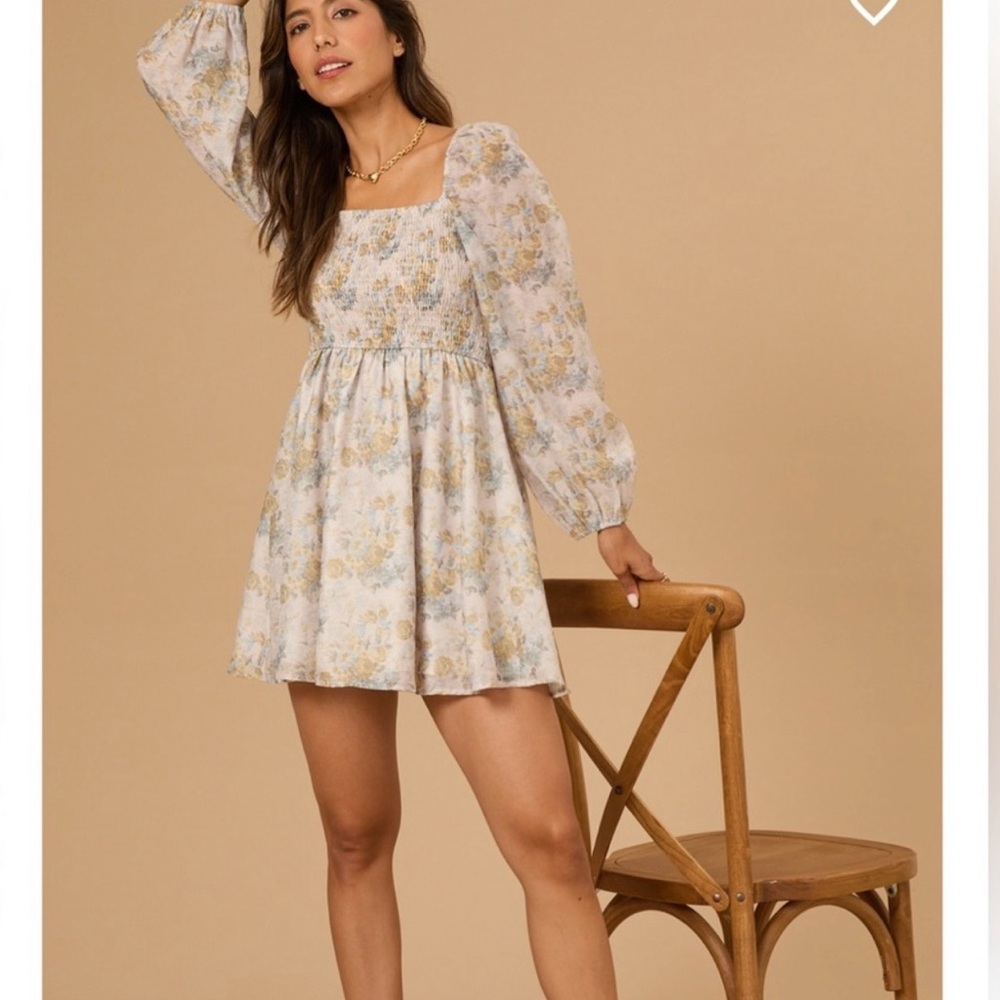 Altar’d State Rylan Floral Babydoll Dress with Puff Sleeves- size small NWT